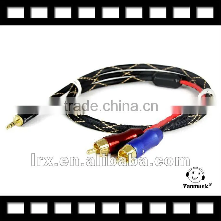 Professional cable 3.5mm to 2 RCA Audio Adapter Cable for iPod/MP3
