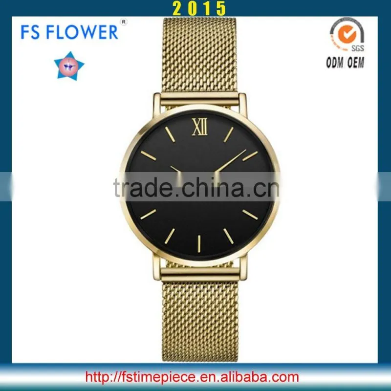 FS FLOWER - 2015 Hot Sell Boy Men Watch Stainless Steel Case Mesh Band Watch Vogue Quartz Watch