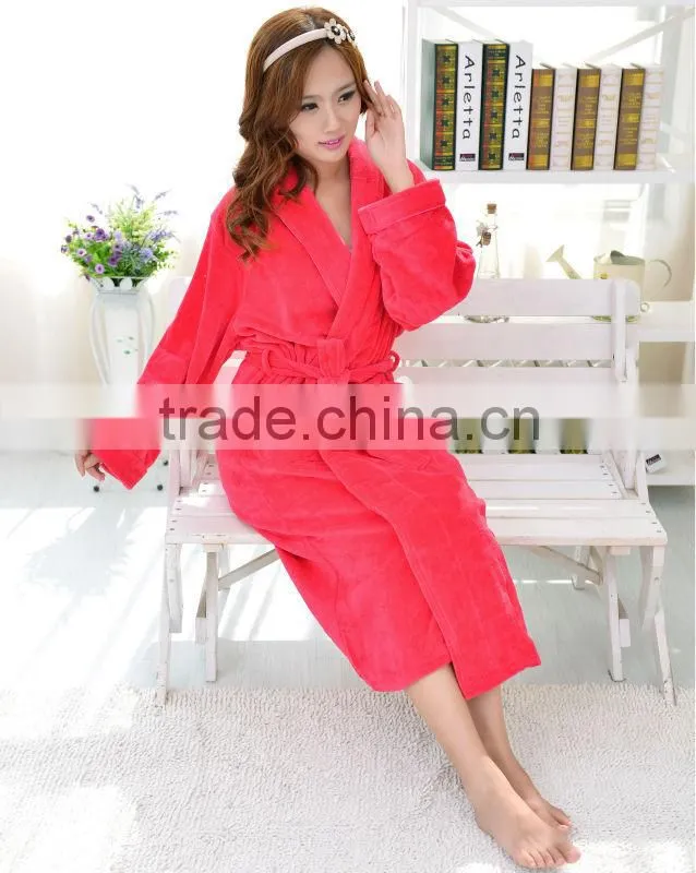 Cheap cotton velour mature women sleepwear bathrobe