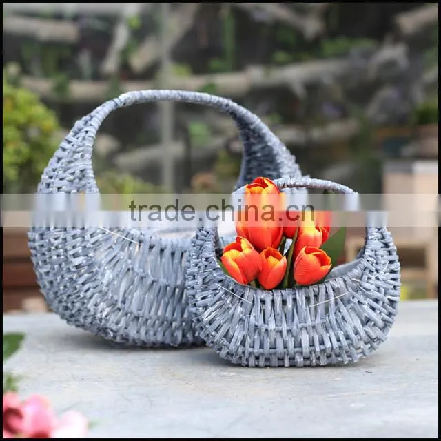 grey S/2 wicker basket set