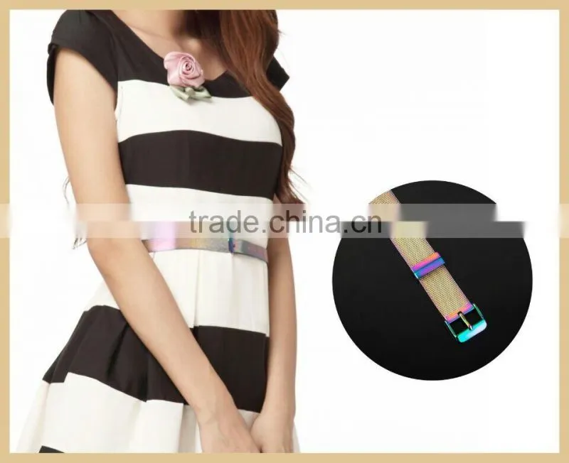 2014 young lady fashion gold stainless steel mesh waist belt