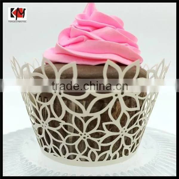 Flower laser cut cupcake paper wrapper for sale