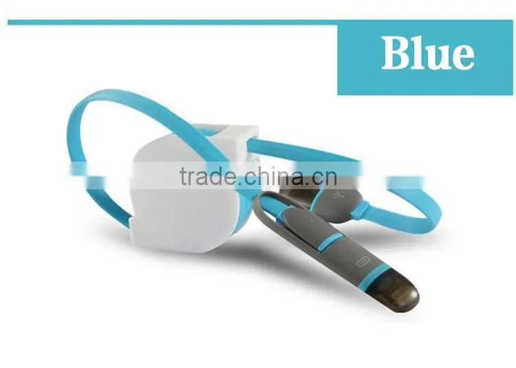 Colorful Micro USB Cable 2 in 1 Sync Data Charging USB Cable for iPhone 5 5s 6 plus Samsung