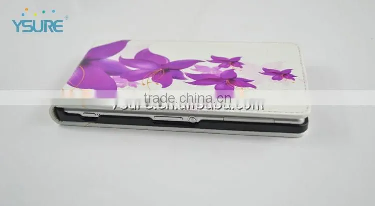 flower vertical flip cover case for sony xperia z1