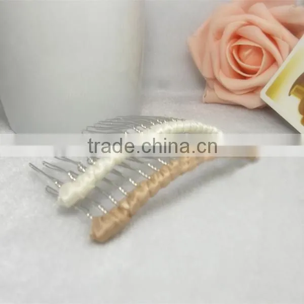 Elegant Girl Cute Flower Metal Hair Comb Wrapped Ribbon Mixed Colors