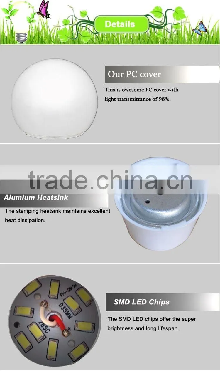 LED Company AC100-240V PC+ALU SMD E27 LED Bulb Light A60 CE RoHS 9W Lamp