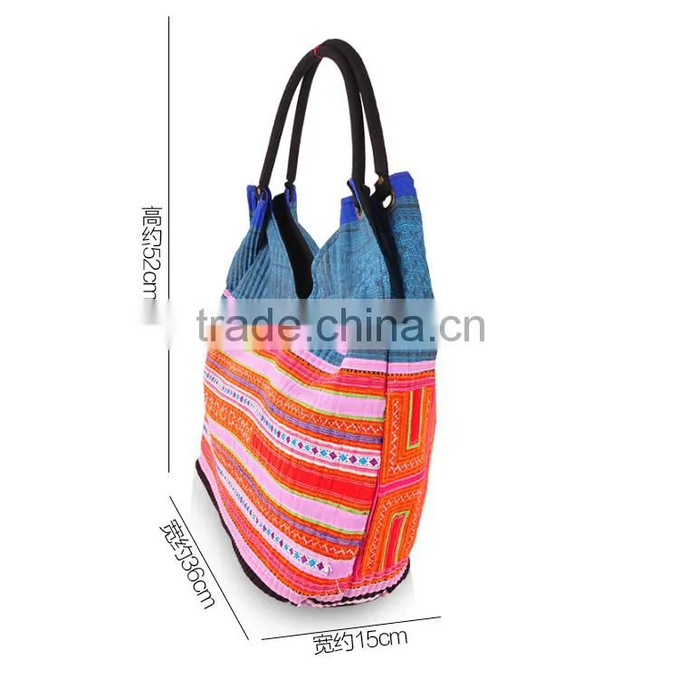 National style cheap canvas women shoulder bag among embroidery handbag
