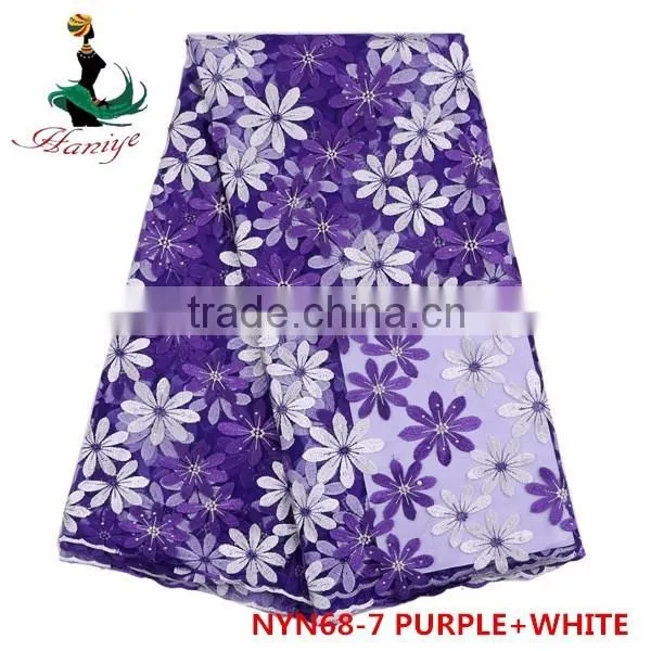 Haniye 2016 wholesale new embroidered net/tulle lace fabric african french net lace for wedding/praty /NYN68