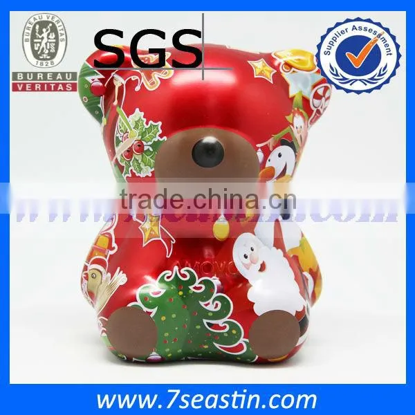Customized metal gift tin packing bear shaped boxes