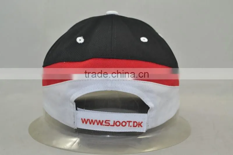 Guangzhou hat factory professional custom 6 panel / 100% cotton / / embroidery logo and the red/black baseball cap