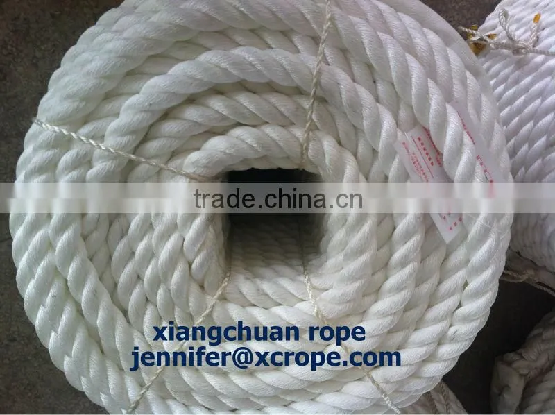 3 strands 32mm 220M white polyamide yarn rope/mooring rope/ pp fiber /polyester rope dia6mm-135mm