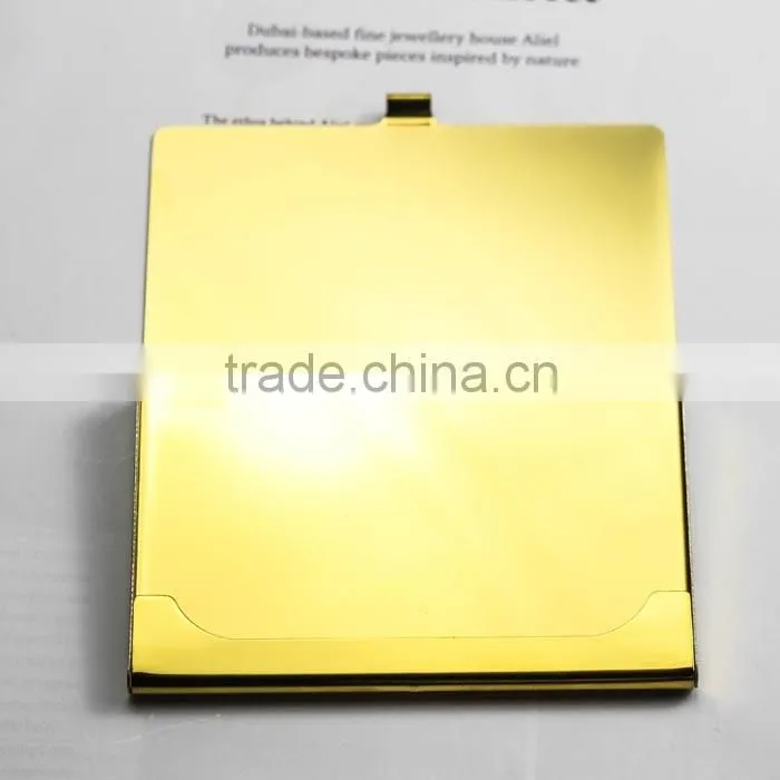 Luxury gold color blocking RFID credit card holder with engraving LOGO