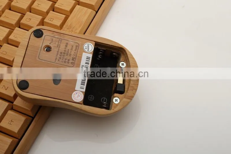 2.4GHz wireless bamboo keyboard and mouse waterproof keyboard+ wireless mouse