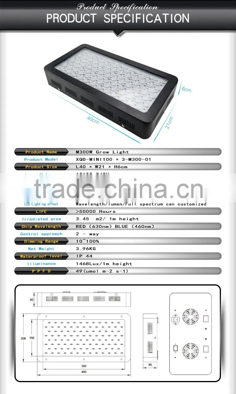 branches of agriculture powerful led grow lights 3w chip 300w red Ir uv led the lamp