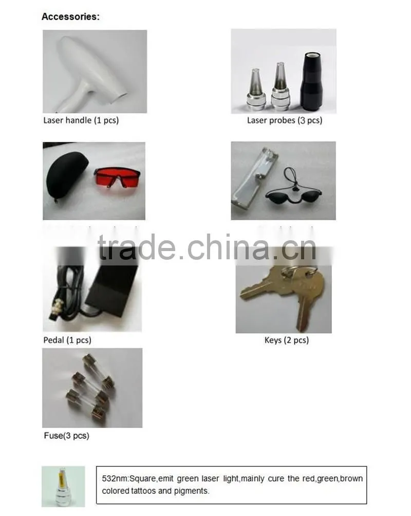 Hottest Wholesale Price Q Switch Nd Yag Laser Red And Green Tattoo Removing Machine