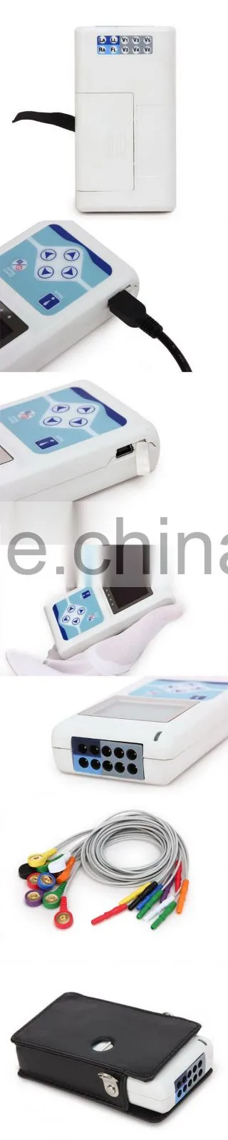 CE ISO 12 channel 12 Lead Color LCD display mini holter ECG with 24 Hours recorder