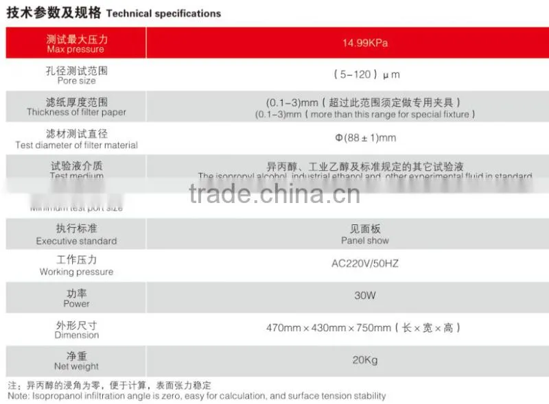 DFFILTRI Testing filtration rating and structural integrity equipment/ MP-15KPAX filter Element Integrity Measuring Instrument
