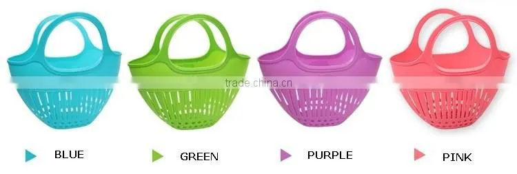 Plastic Storage Basket Fruit Vegetables Shopping Picnic Bin With Handles 2 Sizes