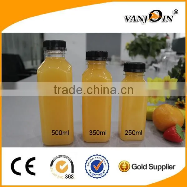 Clear 320ml Bulb Bottles PET Plastic with Different Caps for Beverage Packages