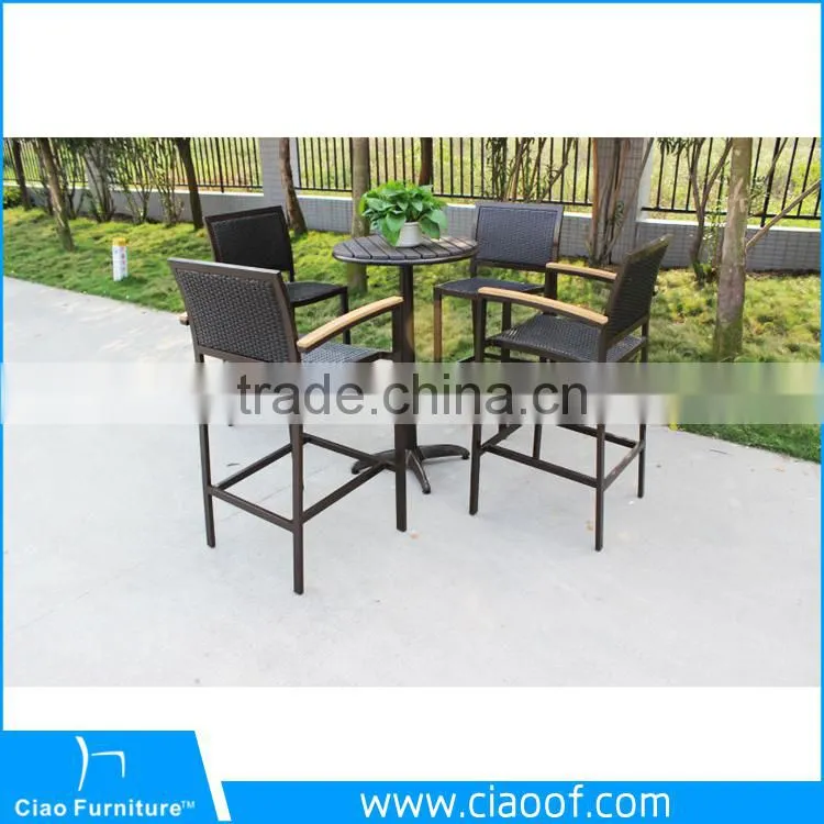 Guangdong Outdoor Furniture Plastic Wood Bar Table And Bar Chair