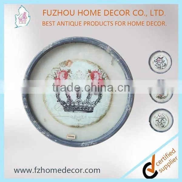 Round shape large metal picture frames with glass printing