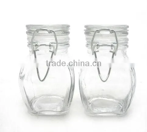 mini polygon glass spice jar with clamp lid