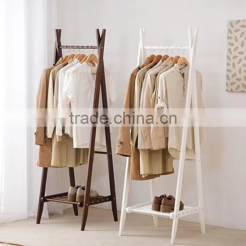 wooden coat hanger with base board wooden clothes rack