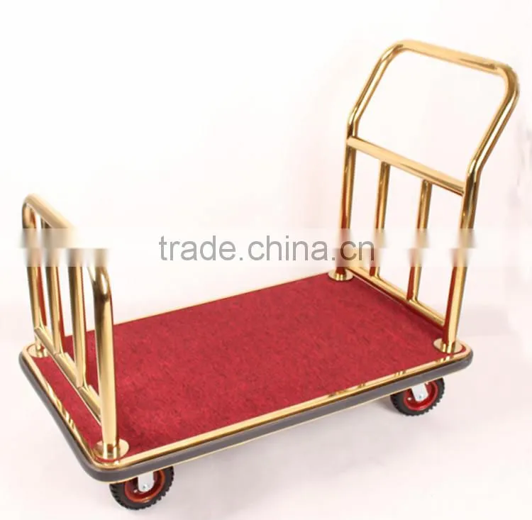 Stainless steel luggage trolley hand cart for hotel lobby XL-1