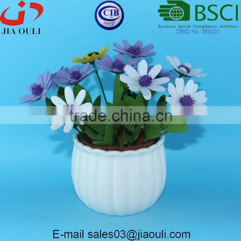 BSCI Audit Factory Cheap glazed white ceramic garden planter
