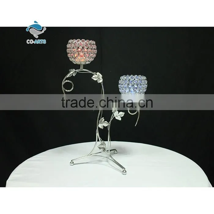 Hot sale wedding decoration cup shape candelabra with flowers