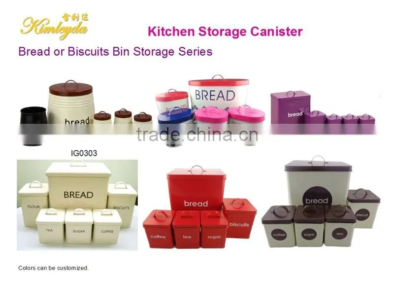 Set of 5 Tin Kitchen Canisters
