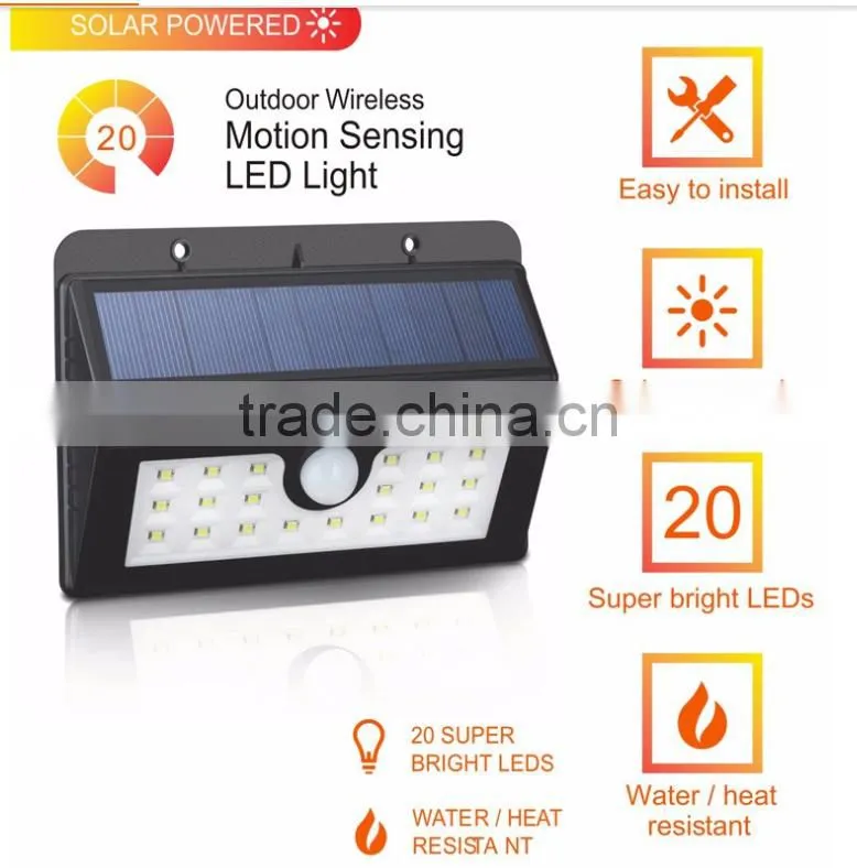 Solar Lights 2-Pack 20LED Motion Sensor Light Waterproof Outdoor led emergency light for Garden,Patio