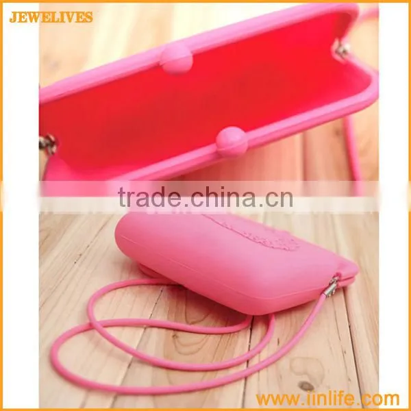 Sky Blue Embossment Lace Fashion Function Silicon coin bag Pouch Wallet Cellphone Mobile Silicon Cosmetic Bag Purse