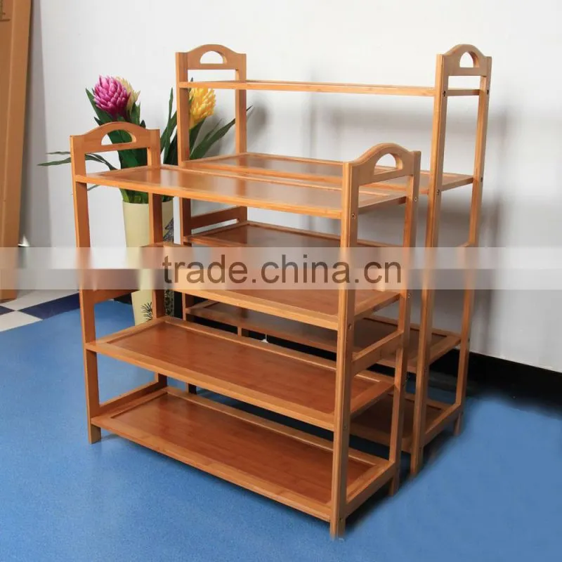 bamboo show shelf, wooden display rack shelf
