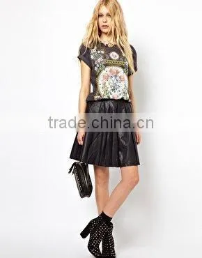 spring Summer New Fashion Women T Shirt Royal Wind Flower Print O-Neck Short-Sleeve Roll Up Hem Cotton T-Shirts clothing