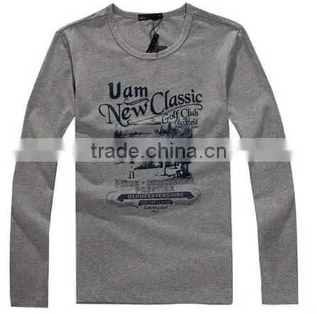 Men's boutique clothing long sleeve t shirt 100% cotton with printing in spring or autumn range