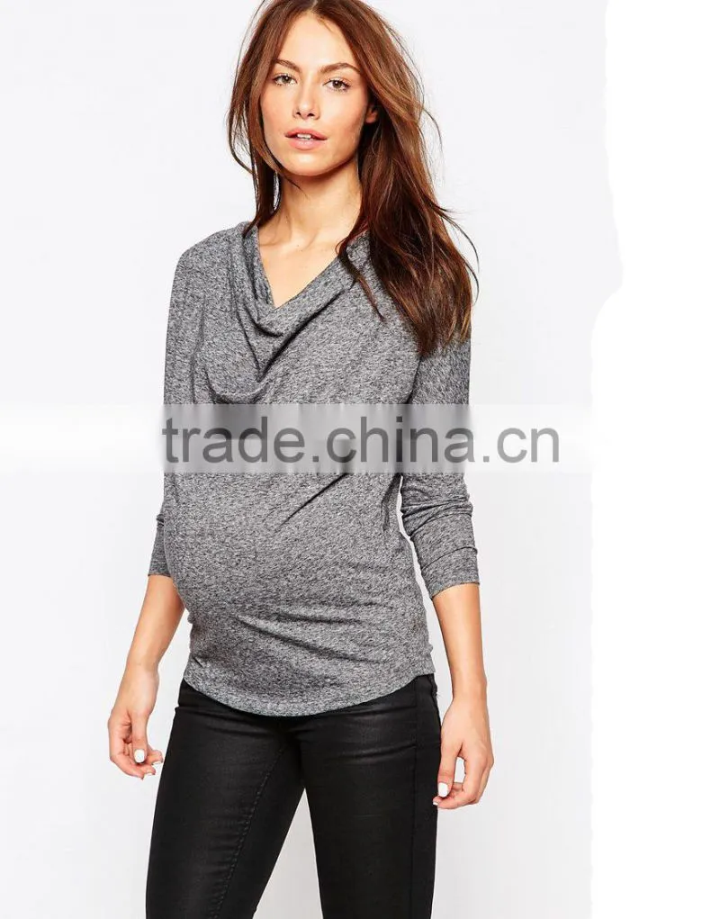 Latest scoop cowl neck longline cut women tops maternity tops wholesale
