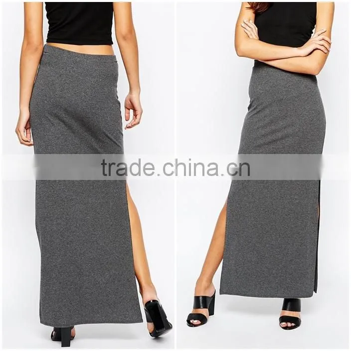 2016 Hot selling skirt manufacturer sexy split long skirt for women maxi skirt