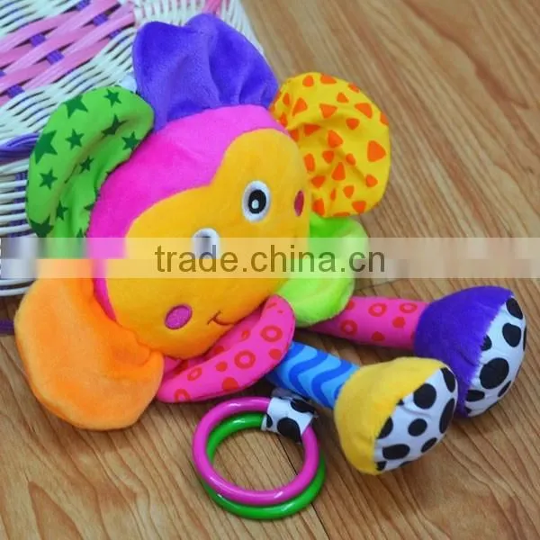 Cute sunflower pulling musical Plush toys baby educational stuffed & plush toy baby bed hanging toys