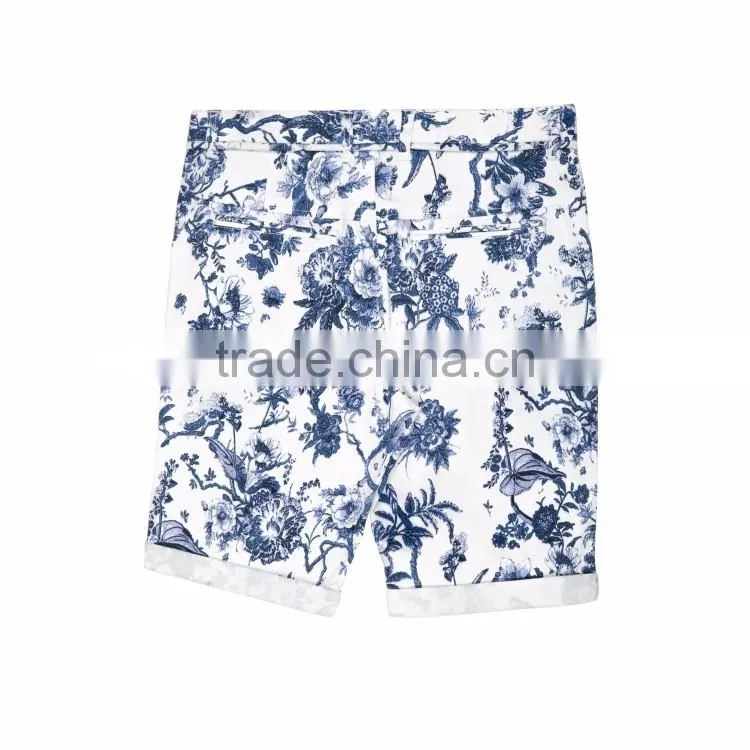 2016 factory price flower pattern beach cheap cotton fashion short pants men