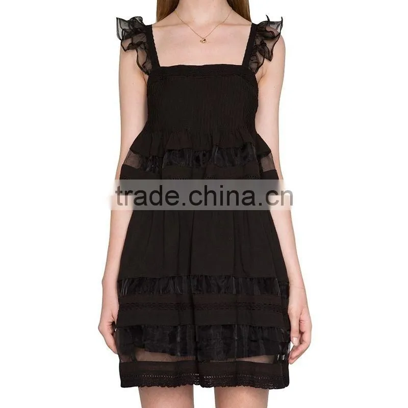 Fashion Womens Spaghetti Strap Slim Party Wedding Dresses Ladies Nigerian Elegant Lace Styles Ruffle Dress