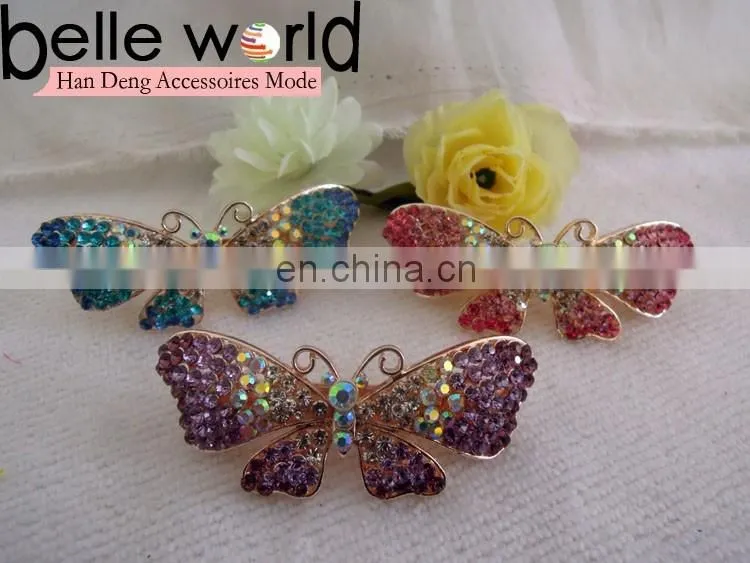 3 Designs Women's Rhinestone Butterfly Barrette Clip