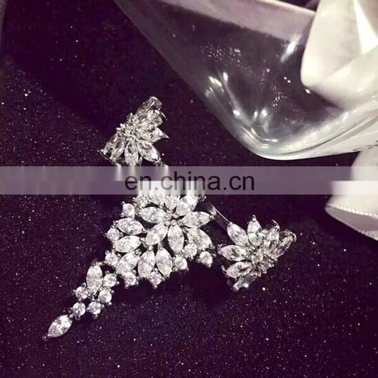 Exaggerated Feathers Zircon Ring Rhinestone Fashion Ladies Temperament Opening Ring