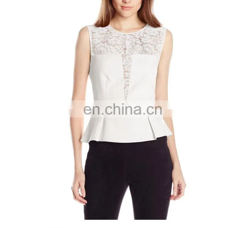 Hot sale new fashion front lace women top sleeveless