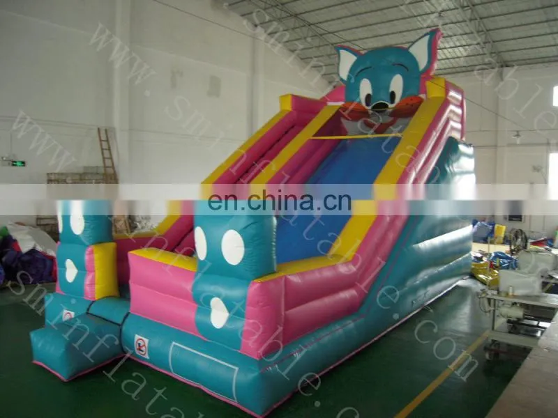Exciting inflatable slide, inflatable game machine slide, inflatable slide with three exit for sale