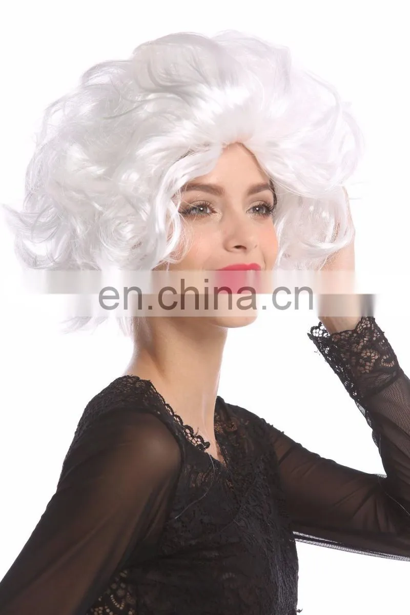 Short white DIVA style party wigs P-W206