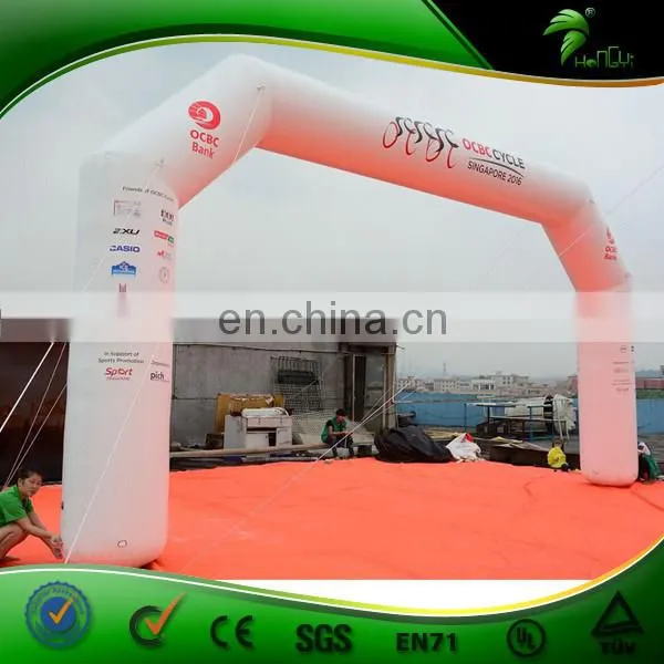 PVC 0.9MM Sealed Air Inflatable Arch, U shaped White Arch Door With Brand Printing