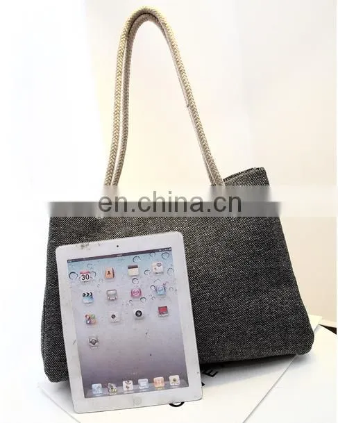 High Quality Grey Color Linen Personalized Office Ladies Bag Woman Shoulder Bag