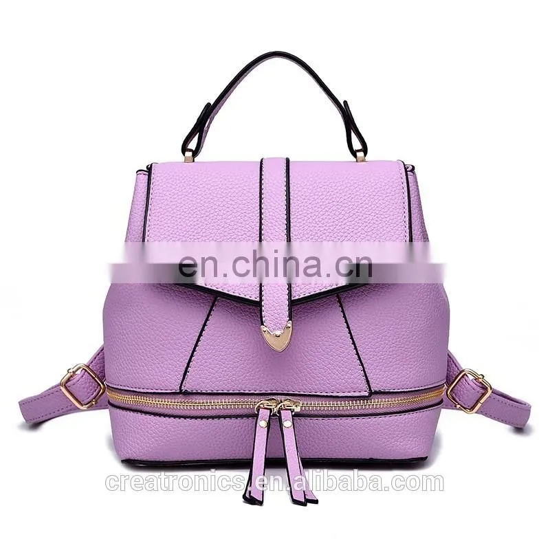 CR 80% customer repeat order new product sales well cheap rucksack for young girls pink color womens leather purse backpack