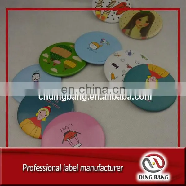 Wholesale Promotion Wedding Gift Custom Logo Printed Tinplate Type Film Covered Small Round Single Side Cheap Metal Mirror